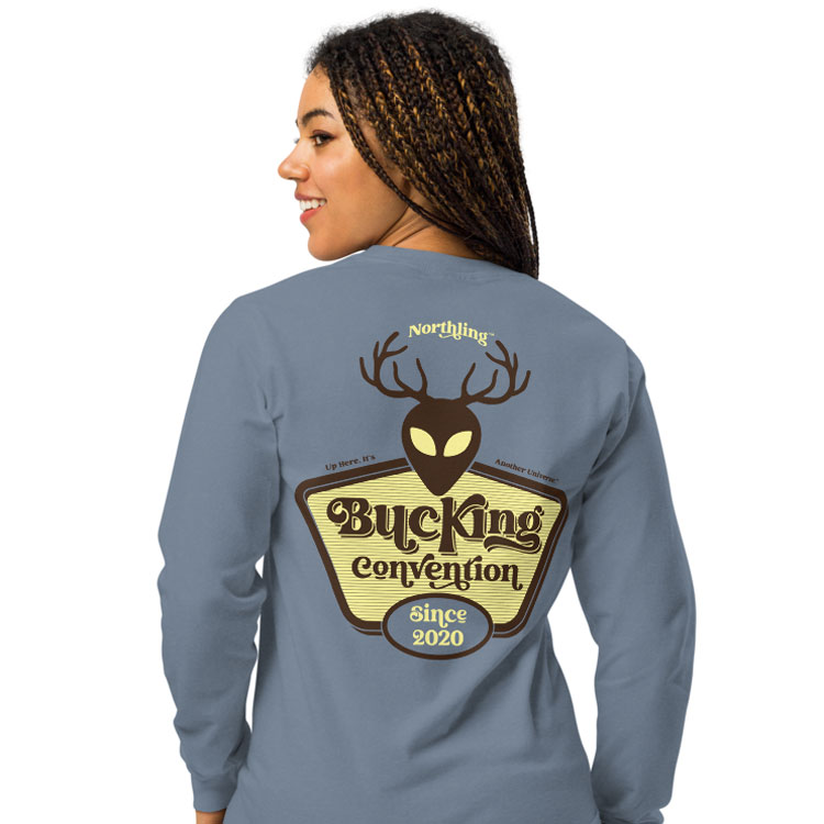 Long sleeve t-shirt garment dyed by outdoor clothing brand Northling Bucking Convention design.